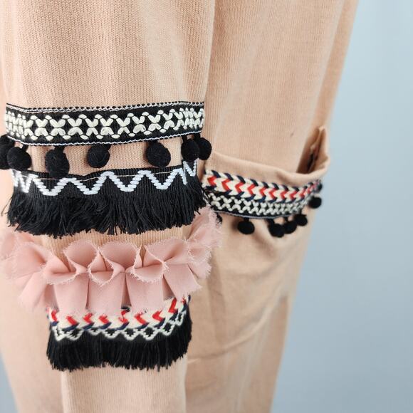 Hipster Row Women’s MEDIUM Pink Boho Duster Cardigan Sweater Open Front Long - Picture 7 of 15